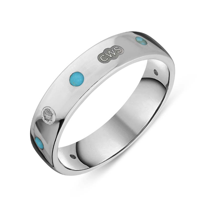 18ct White Gold Turquoise King’s Coronation Hallmark 5mm Ring