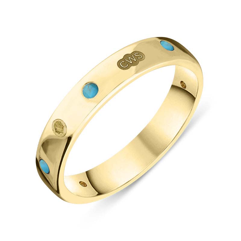 18ct Yellow Gold Turquoise King’s Coronation Hallmark 4mm Ring