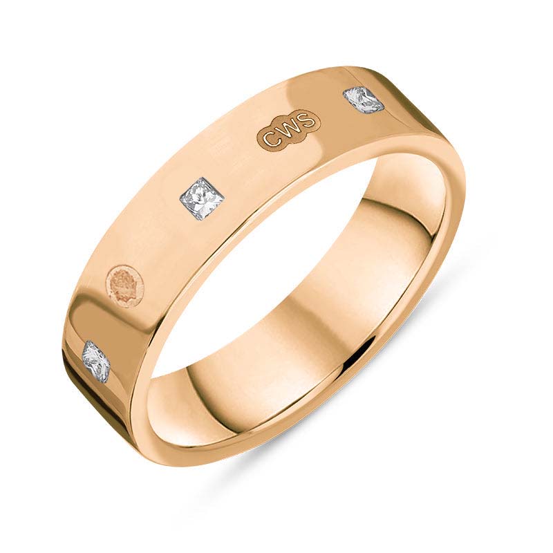 18ct Rose Gold 0.24ct Diamond King’s Coronation Hallmark Princess Cut 5mm Ring