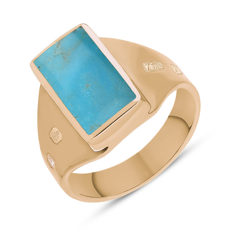 18ct Rose Gold Turquoise King’s Coronation Hallmark Small Oblong Ring