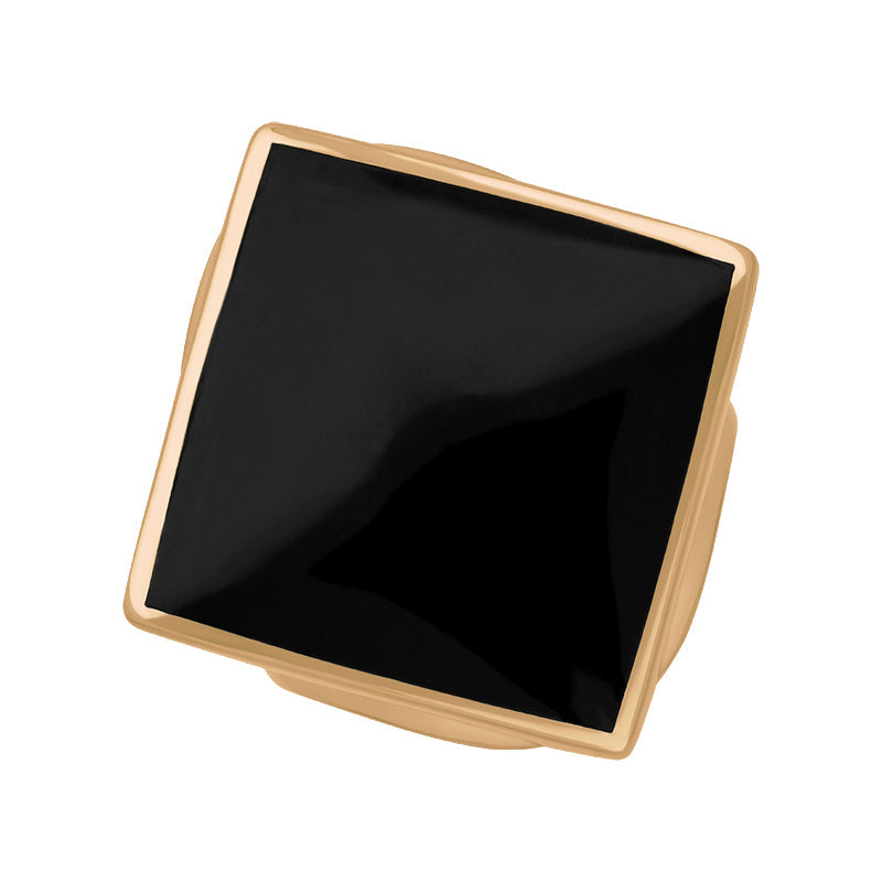 18ct Rose Gold Whitby Jet King’s Coronation Hallmark Medium Rhombus Ring