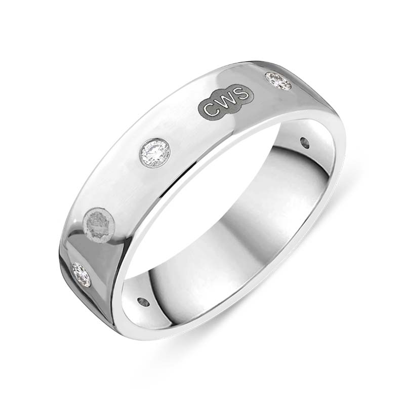 18ct White Gold 0.18ct Diamond King’s Coronation Hallmark 6mm Ring