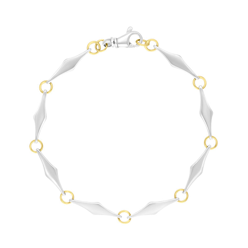 9ct Yellow Gold Sterling Silver Rhombus Handmade Bracelet
