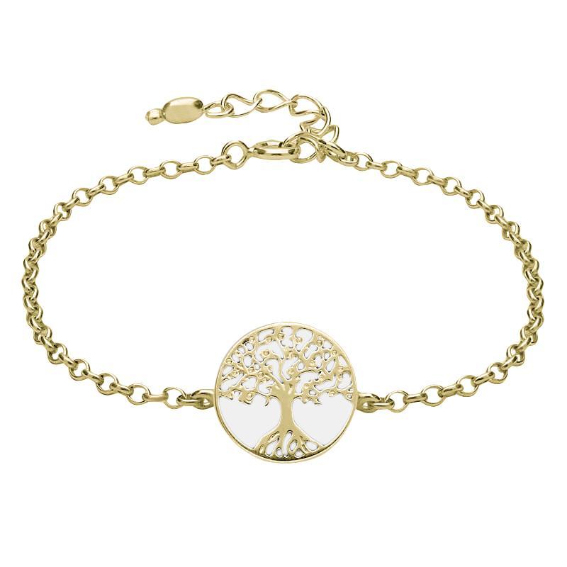 9ct Yellow Gold Bauxite Round Tree of Life Chain Bracelet