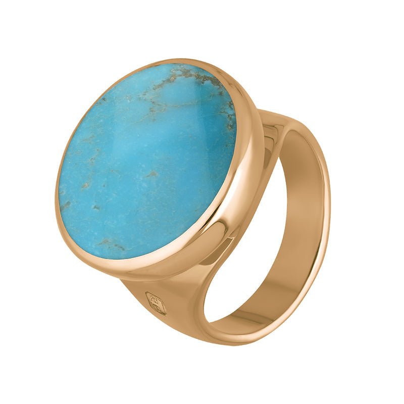 9ct Rose Gold Turquoise King’s Coronation Hallmark Small Round Ring