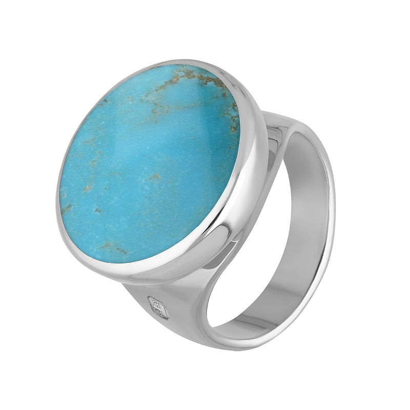 9ct White Gold Turquoise King’s Coronation Hallmark Small Round Ring