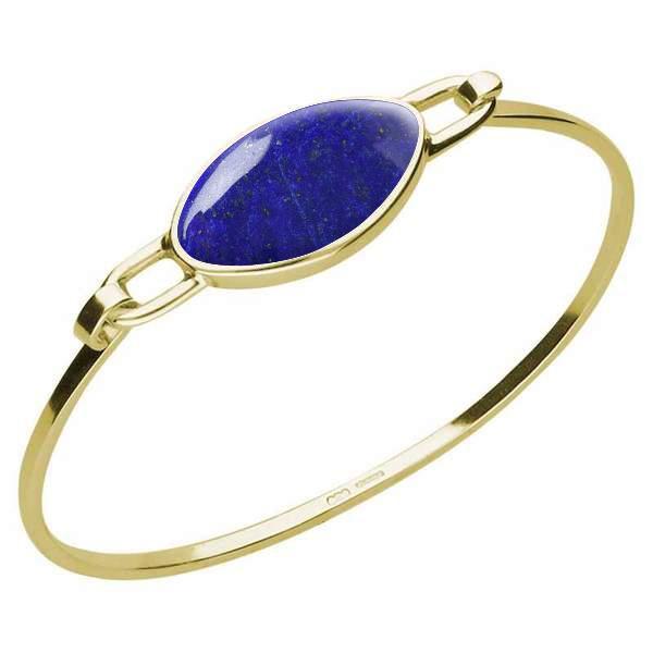 9ct Yellow Gold Lapis Lazuli Oval Slim Bangle