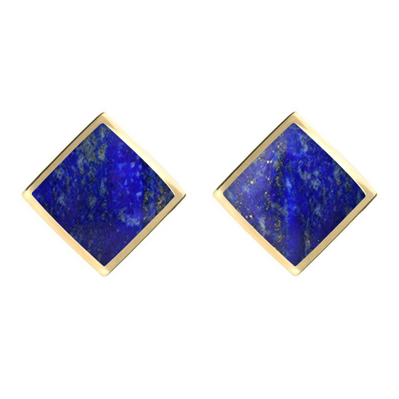 9ct Yellow Gold Lapis Lazuli Rhombus Earrings
