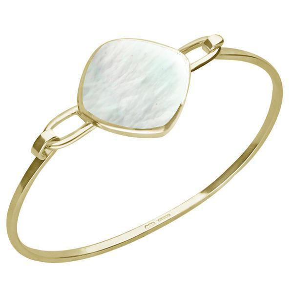 9ct Yellow Gold Mother of Pearl Slim Cushion Bangle