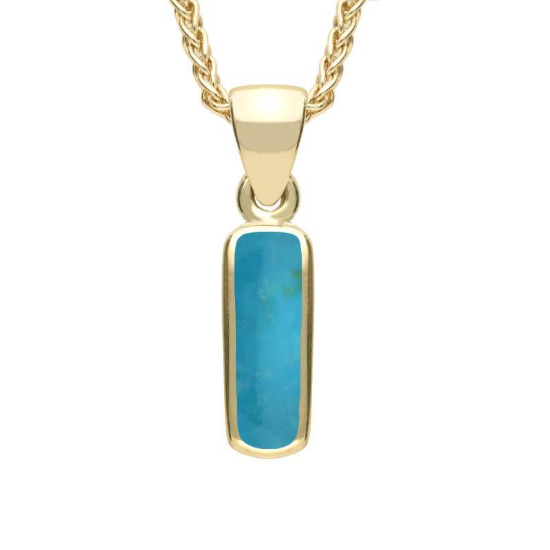 9ct Yellow Gold Turquoise Dinky Oblong Necklace