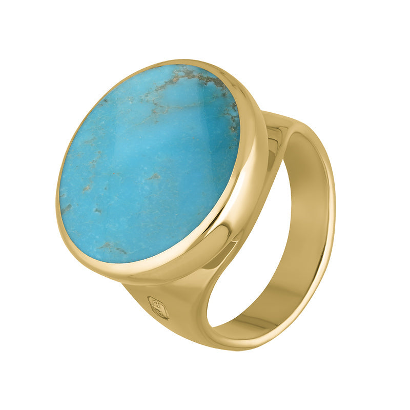 9ct Yellow Gold Turquoise King’s Coronation Hallmark Small Round Ring