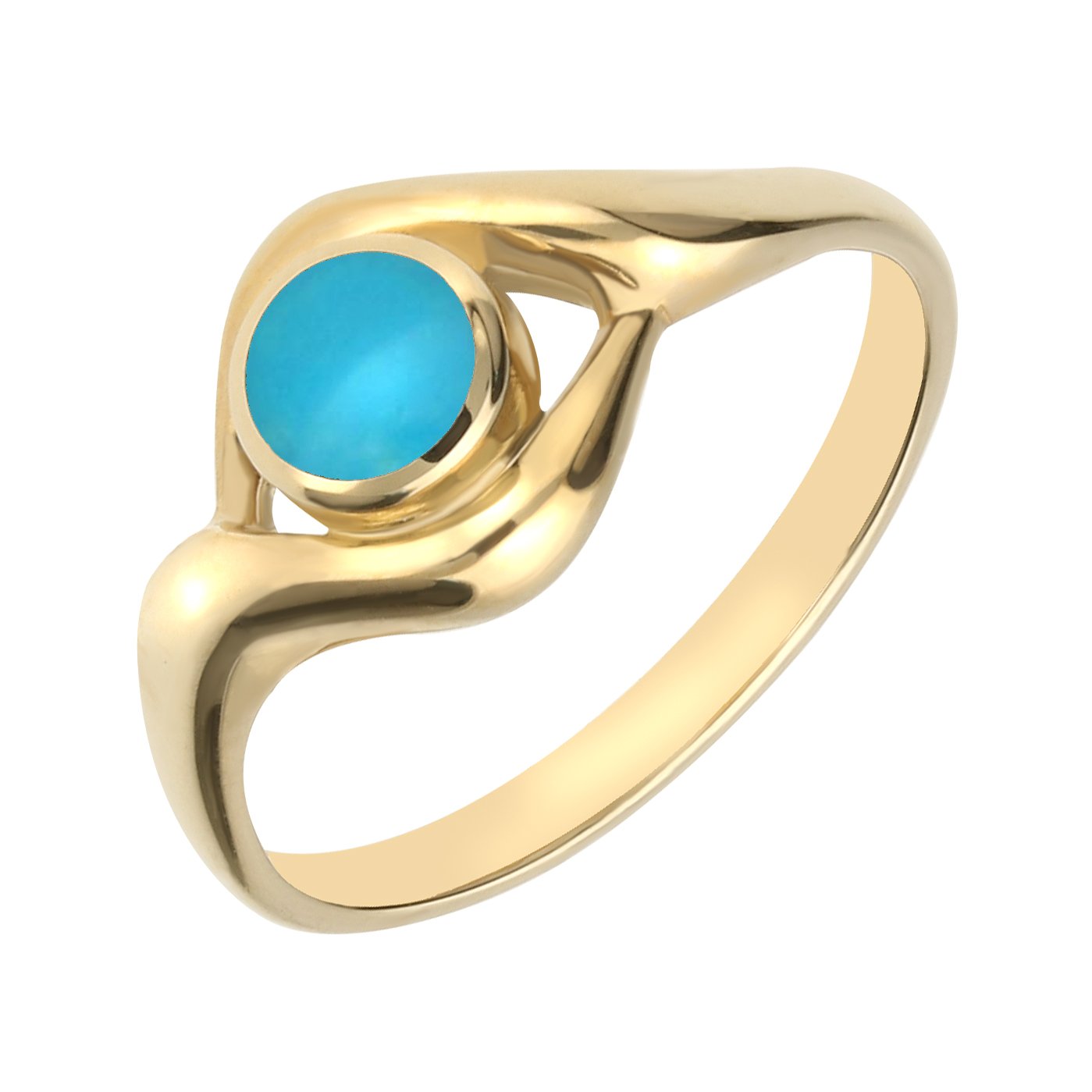 9ct Yellow Gold Turquoise Round Twist Ring