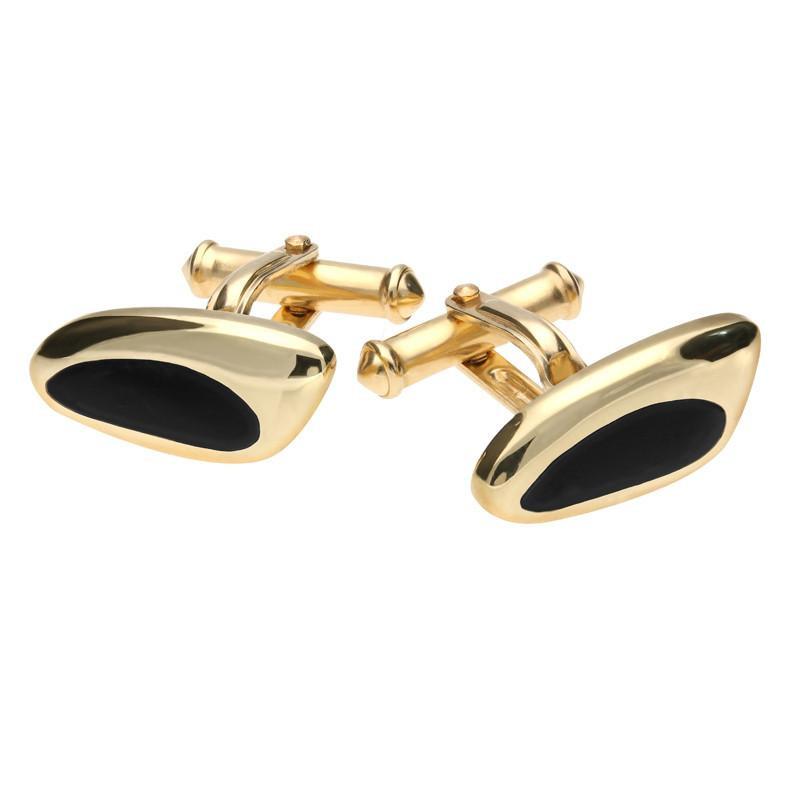 9ct Yellow Gold Whitby Jet Freeform Cufflinks D