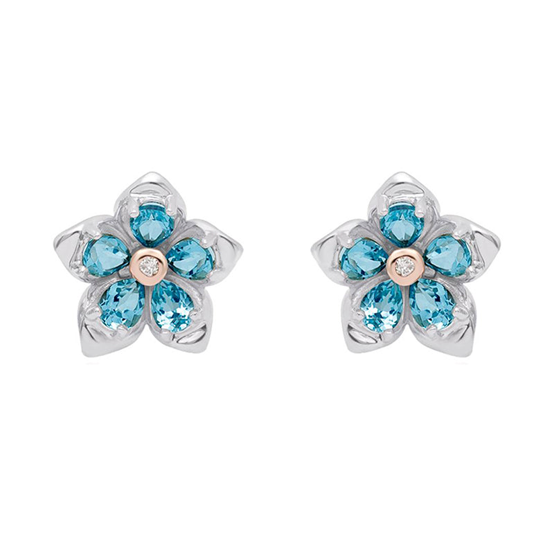 Clogau Forget Me Not Sterling Silver Topaz Stud Earrings