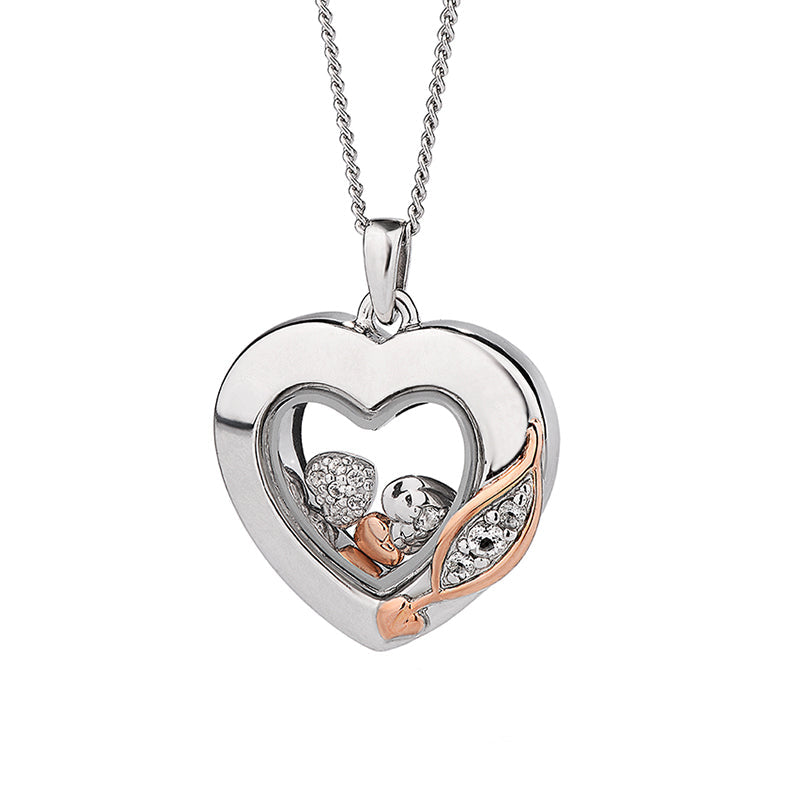 Clogau Past Present Future Sterling Silver Inner Charm Heart Necklace
