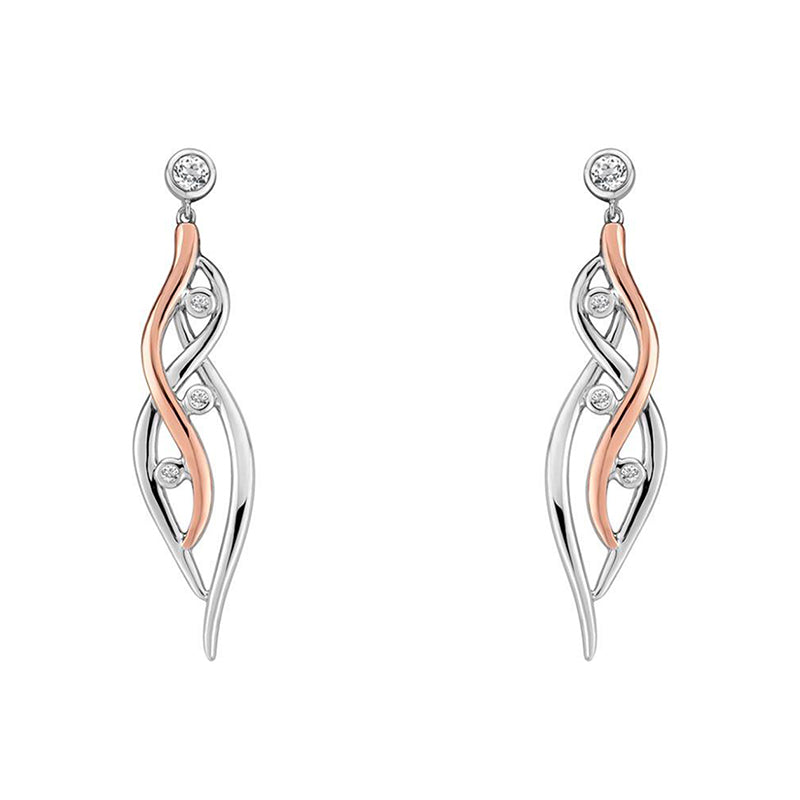 Clogau Swallow Falls Sterling Silver 9ct Rose Gold Drop Earrings