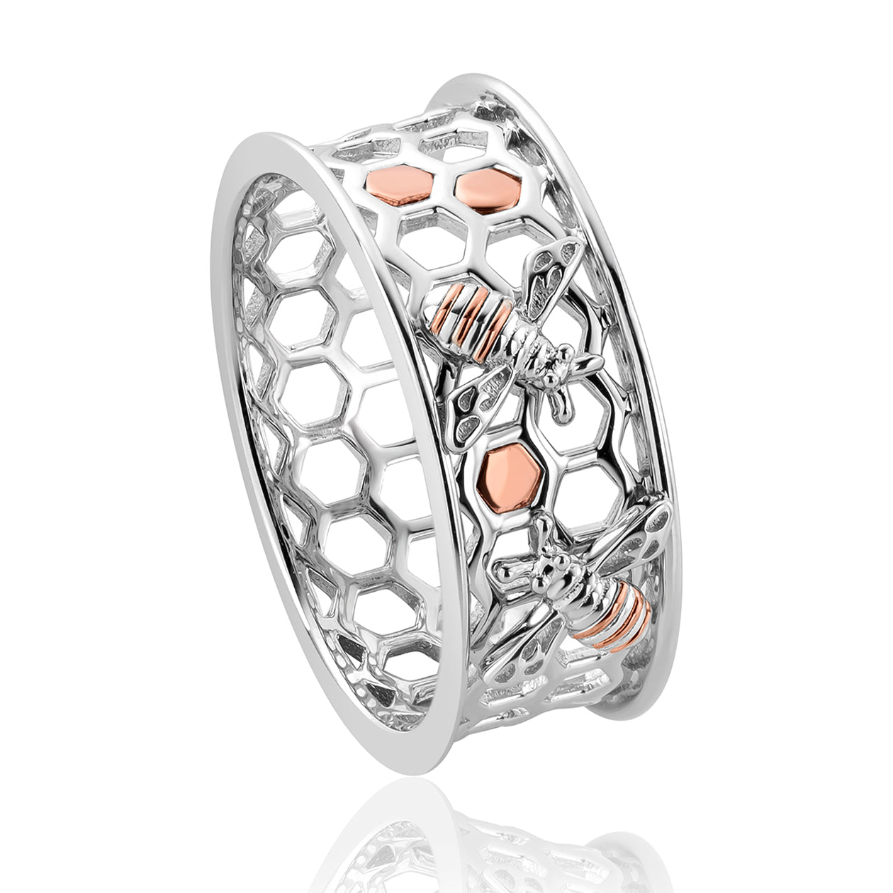 Clogau Honey Bee Sterling Silver Honeycomb Ring