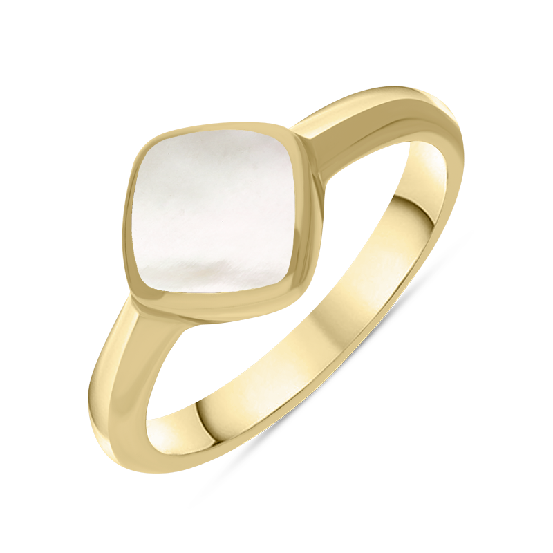 9ct Yellow Gold Mother of Pearl Cushion Ring