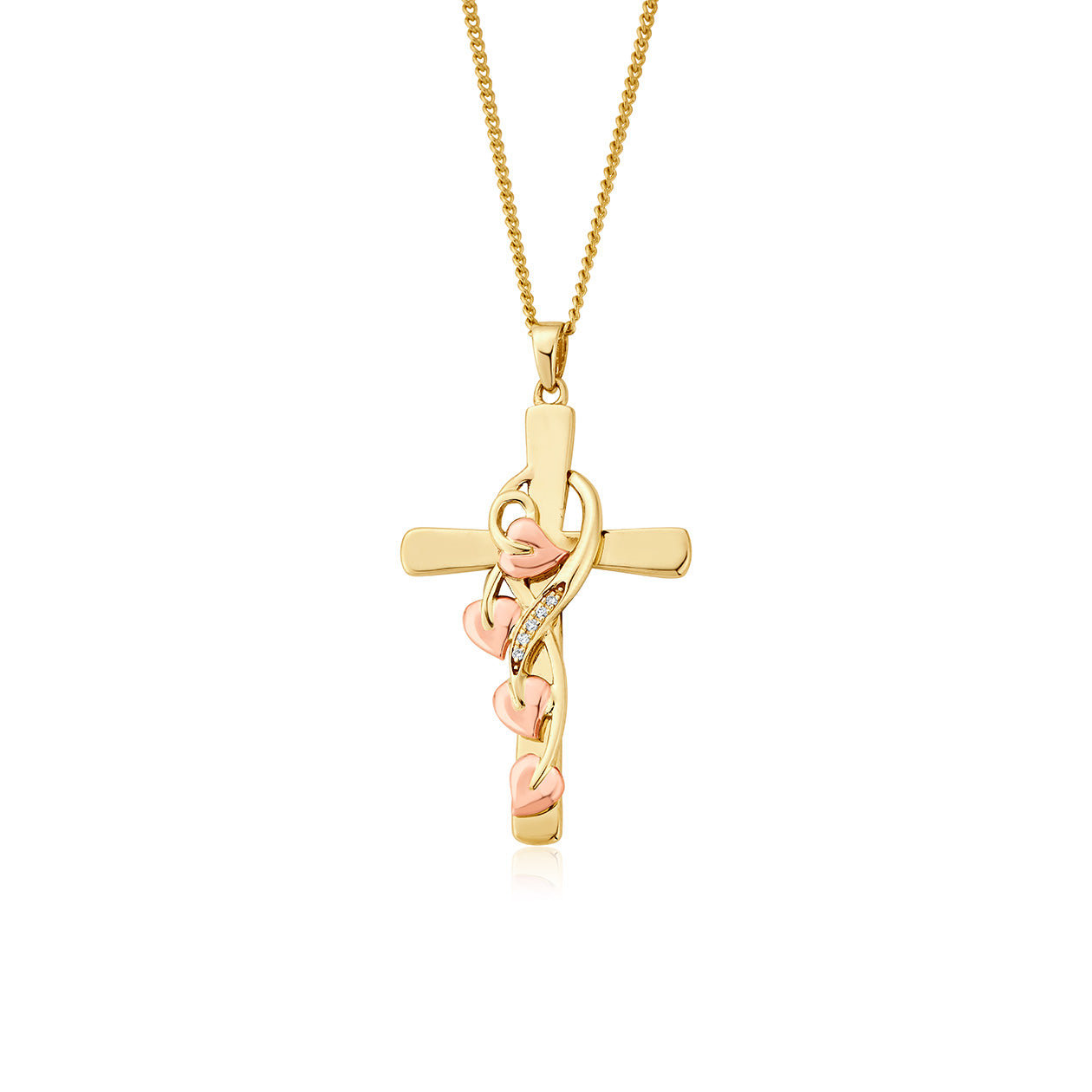 Clogau Tree of Life Diamond 9ct Gold Cross Necklace