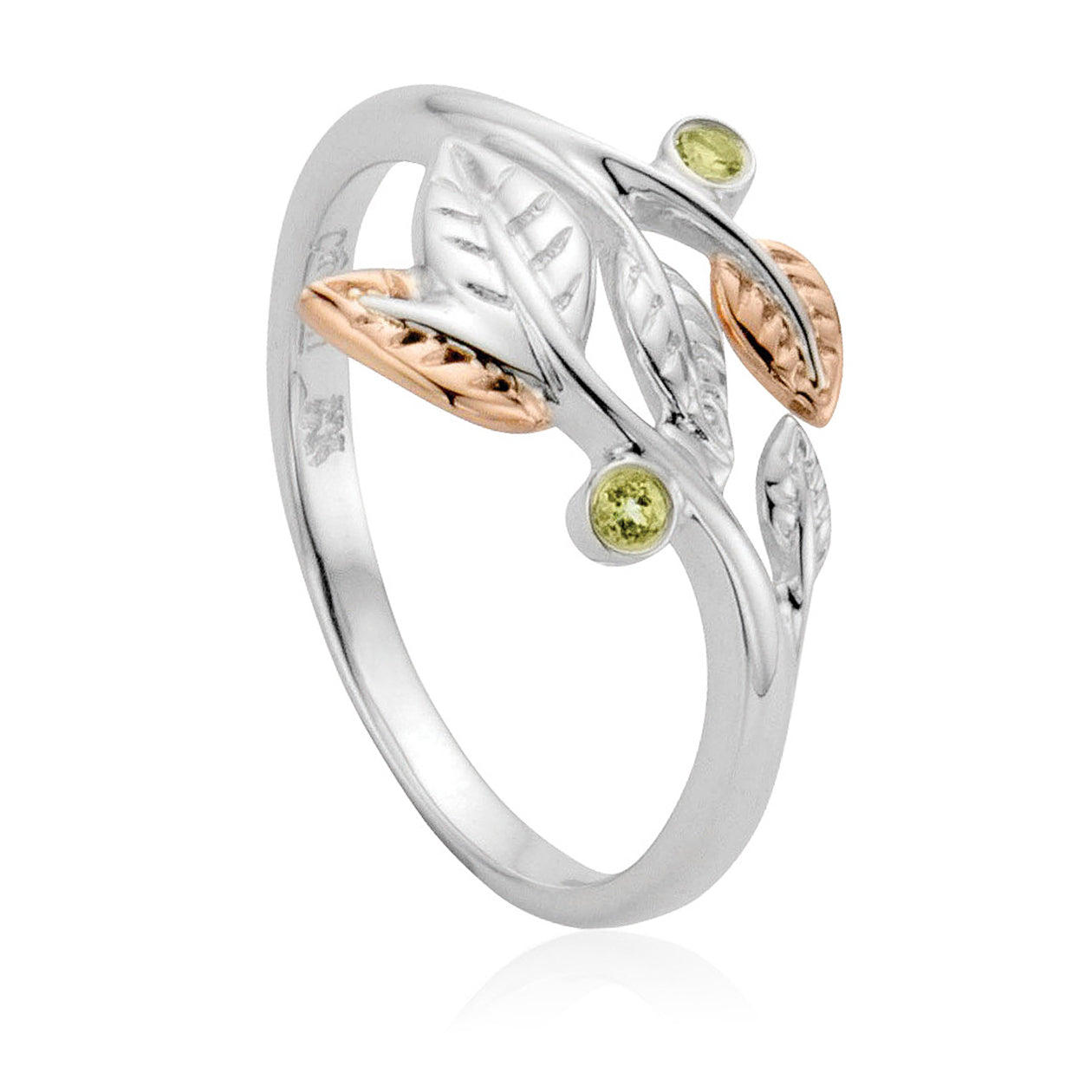 Clogau Awelon Sterling Silver Rose Gold Peridot Ring D