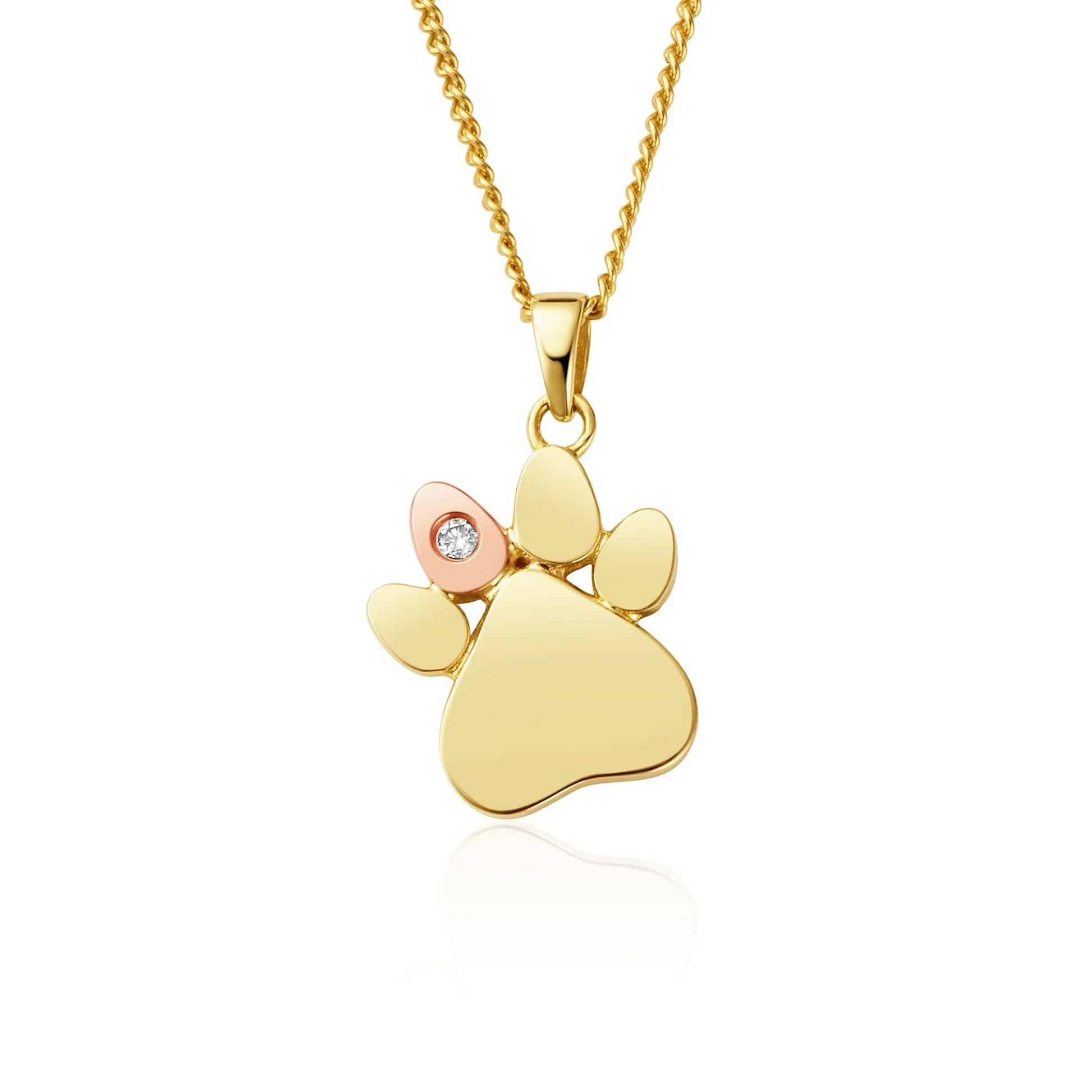 Clogau Paw Prints On My Heart 9ct Gold Diamond Necklace