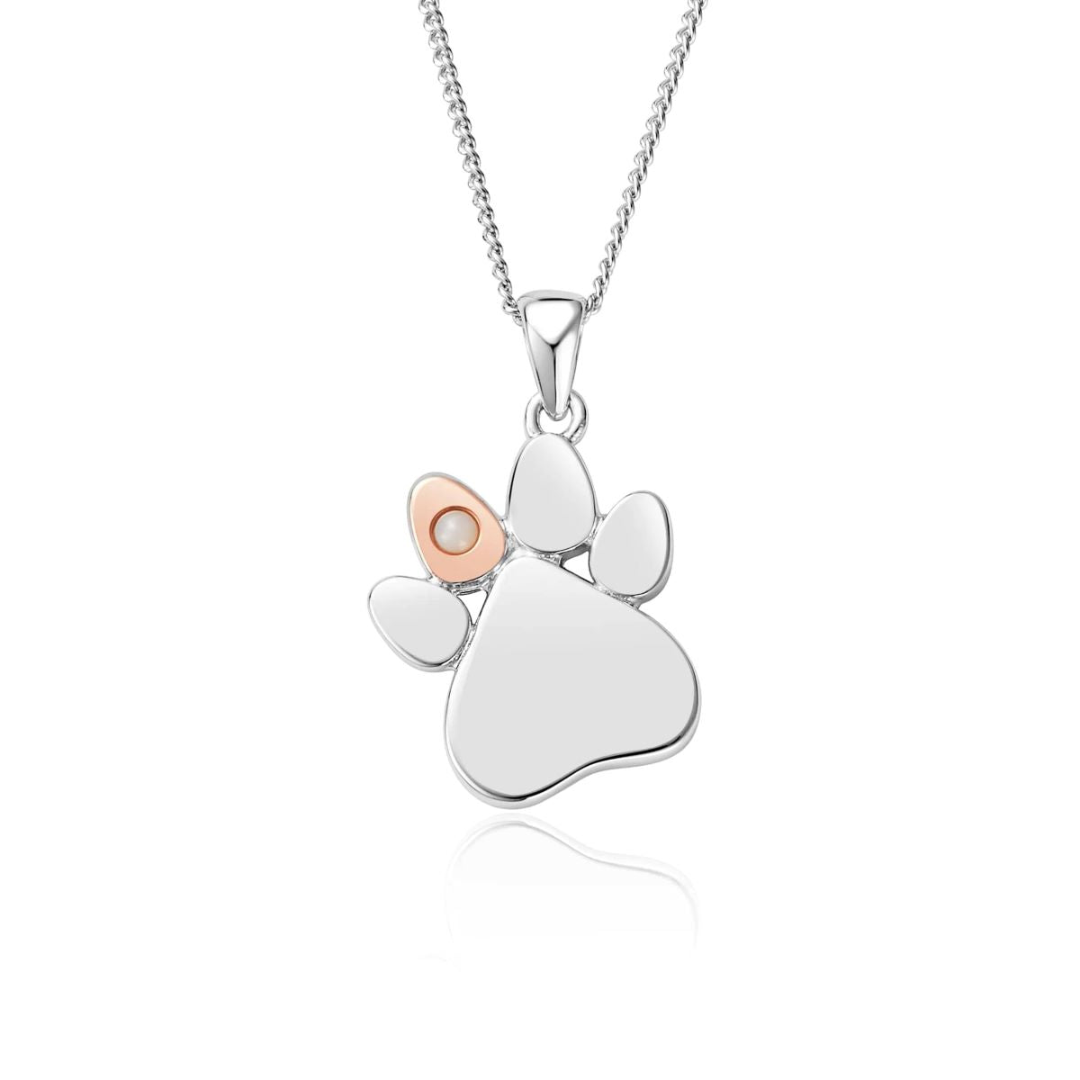 Clogau Paw Prints On My Heart Sterling Silver October Birthstone Opal Necklace