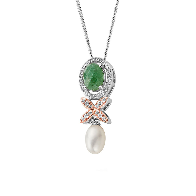 Clogau Queens Jubilee Superbloom Aventurine Pendant D