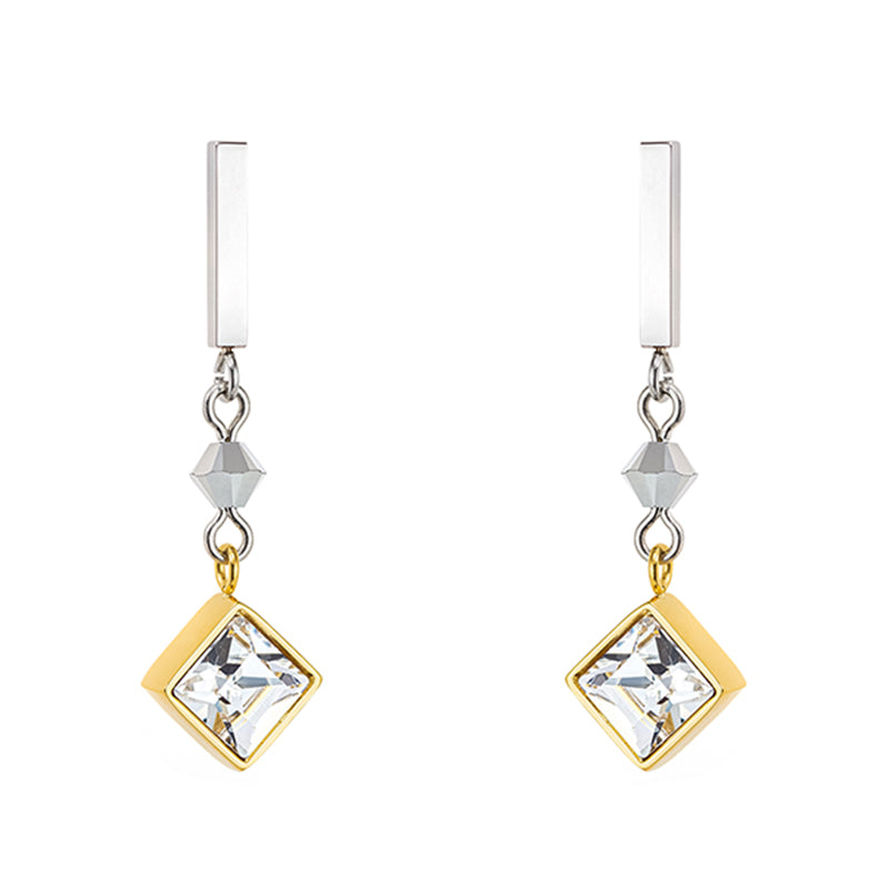 Coeur De Lion Brilliant Square Precious Romantic Pastel Drop Earrings