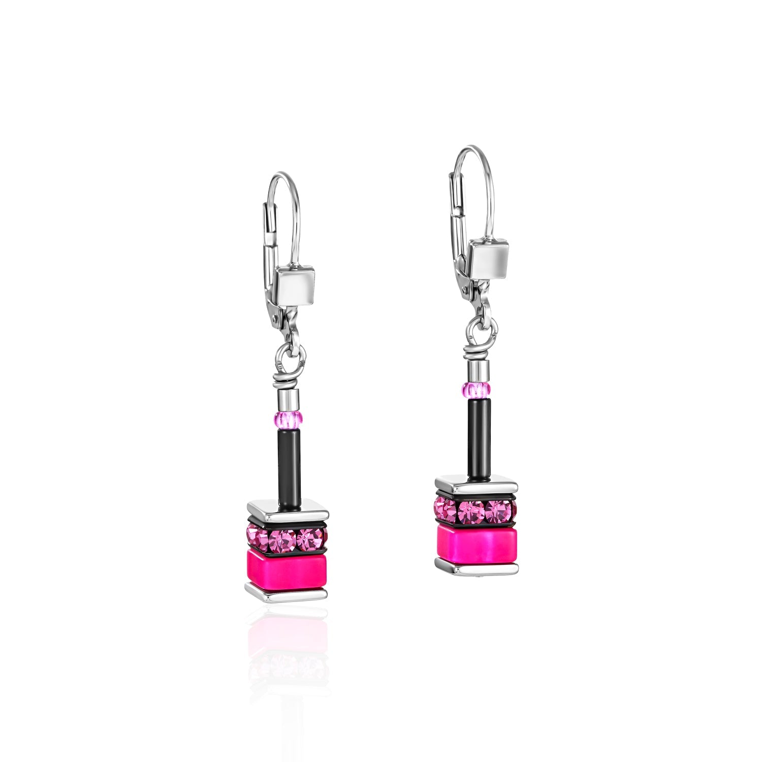 Coeur De Lion GeoCUBE Classic Polaris Rhinestone Multicolour Hook Earrings