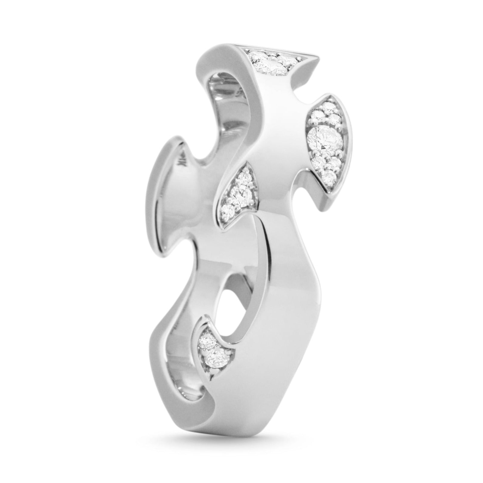 Georg Jensen Fusion 18ct White Gold Diamond Pave Centre Ring