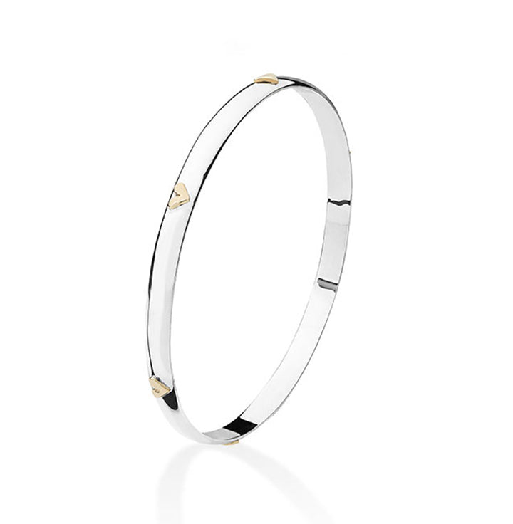 Linda Macdonald Heart Sterling Silver 9ct Gold Bangle