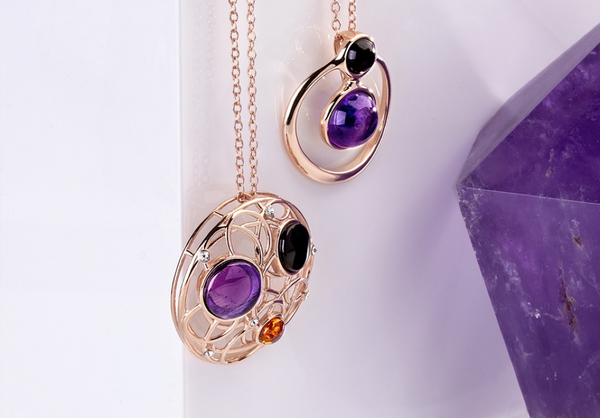 rose-gold-vermeil-whitby-jet-amethyst-amber-open-circle-two-piece-set