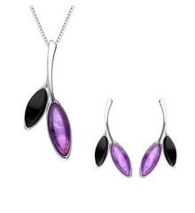 sterling-silver-whitby-jet-amethyst-two-stone-leaf-two-piece-set-front