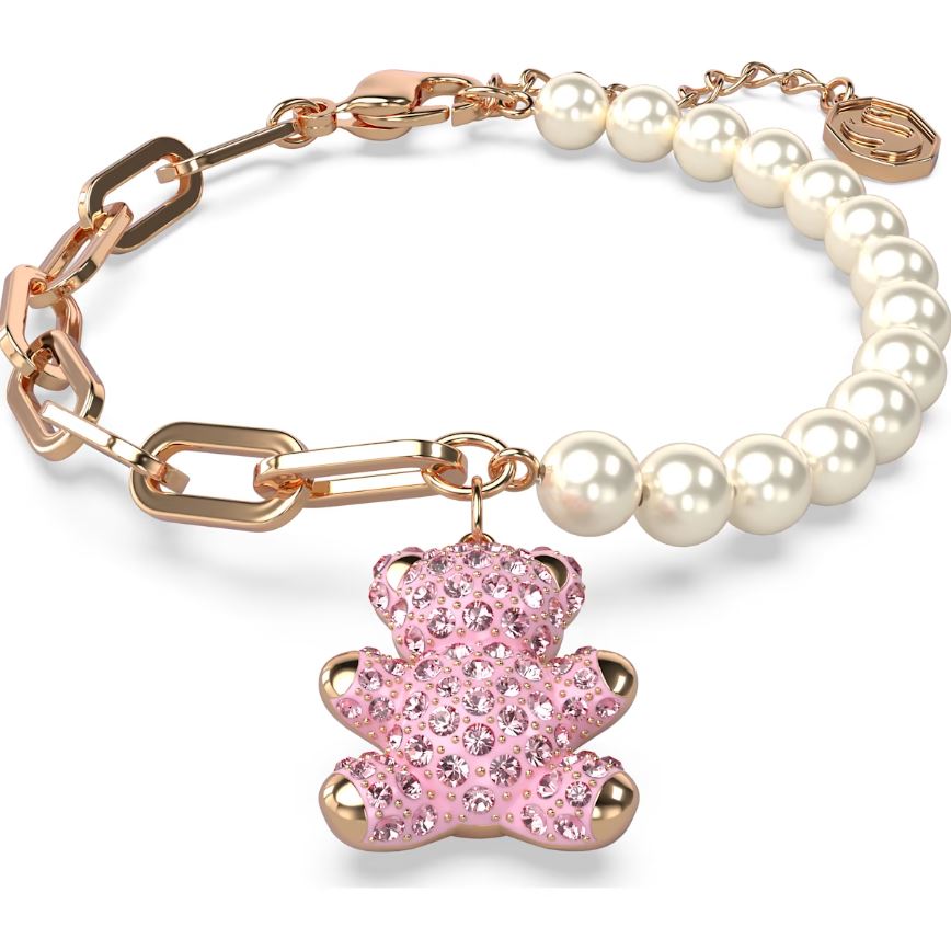 Swarovski Rose Gold Tone Plated Pink Teddy Bear Bracelet