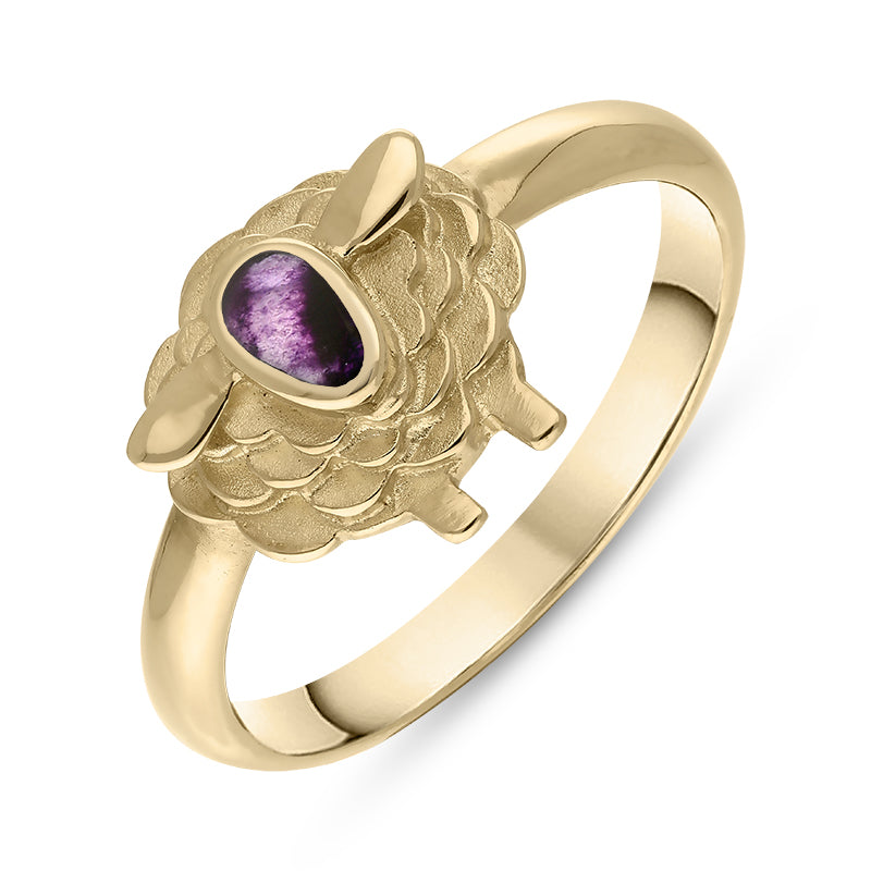 18ct Yellow Gold Blue John Sheep Ring