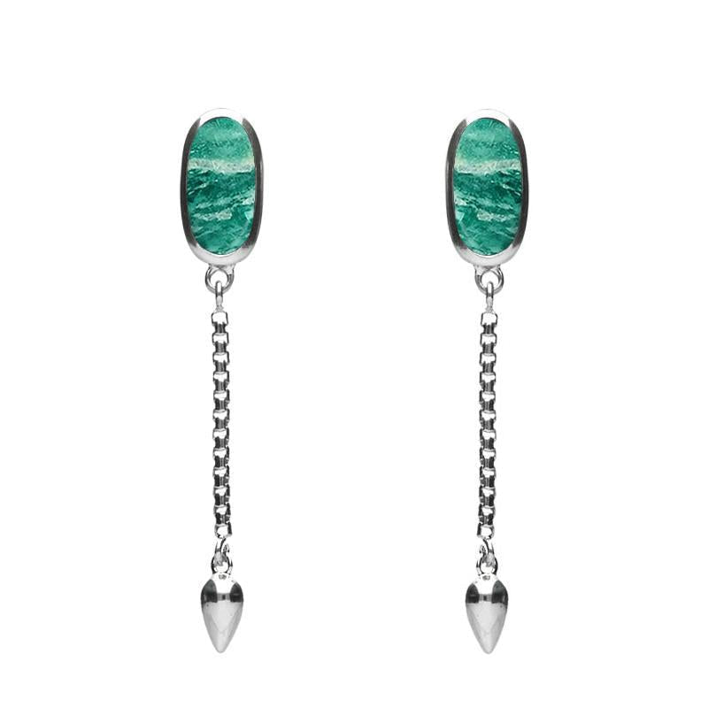 Sterling Silver Amazonite Lineaire Medium Drop Stud Earrings