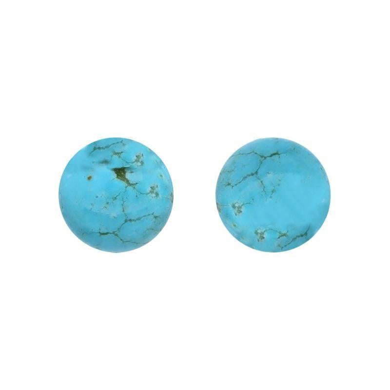 White Gold Turquoise 10mm Ball Stud Earrings