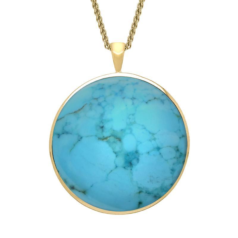 9ct Yellow Gold Turquoise Round Classic Large Necklace