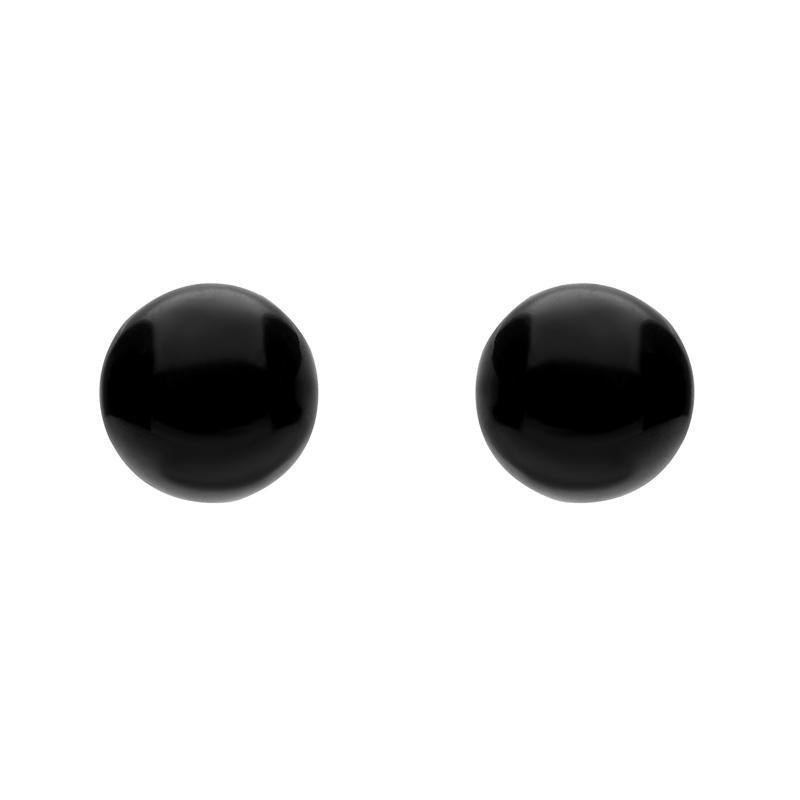 Yellow Gold Whitby Jet 10mm Ball Stud Earrings