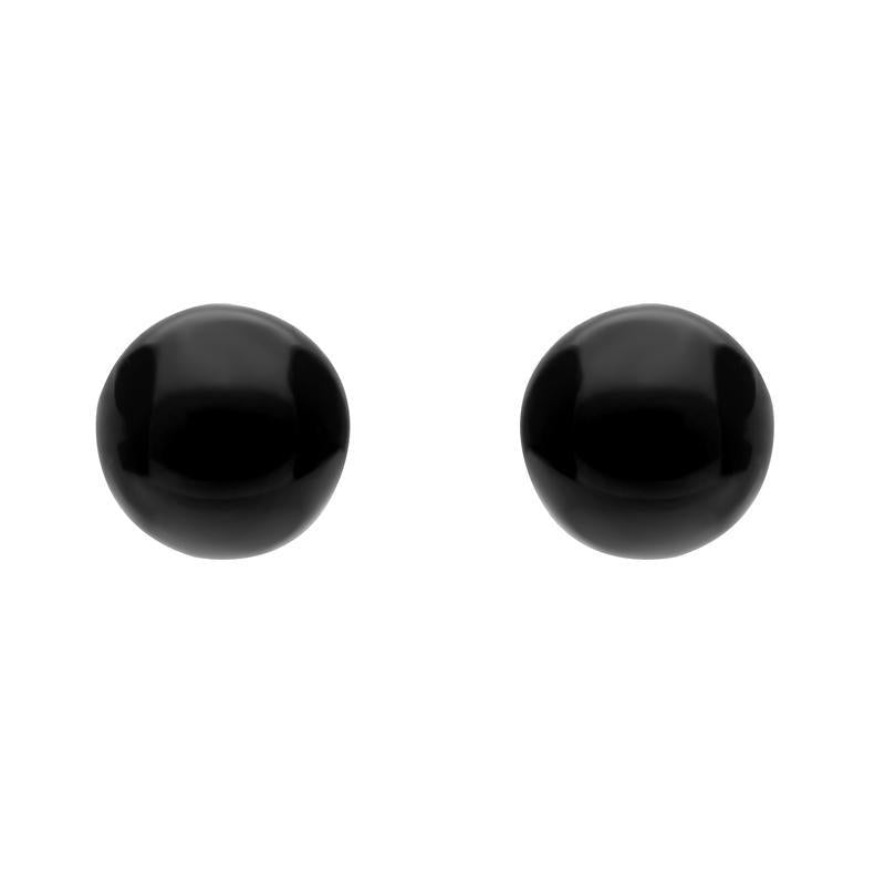 Yellow Gold Whitby Jet 6mm Ball Stud Earrings
