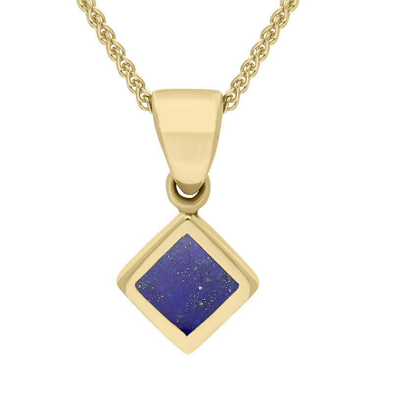 9ct Yellow Gold Lapis Lazuli Dinky Square Necklace