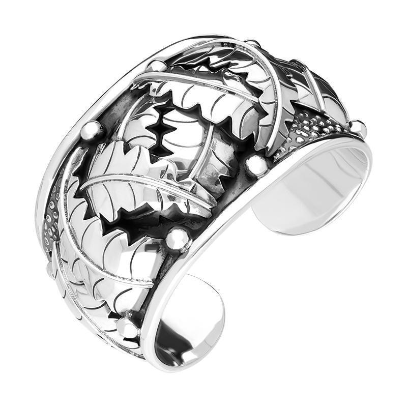 Sterling Silver Oak Leaf Cuff Bangle