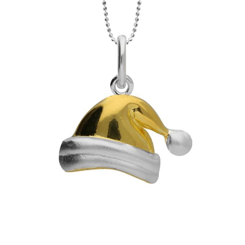 Yellow Gold Plated Sterling Silver Santa Hat Necklace
