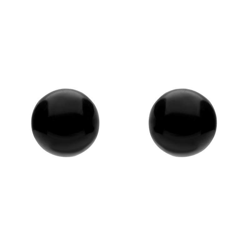 Yellow Gold Whitby Jet 5mm Ball Stud Earrings