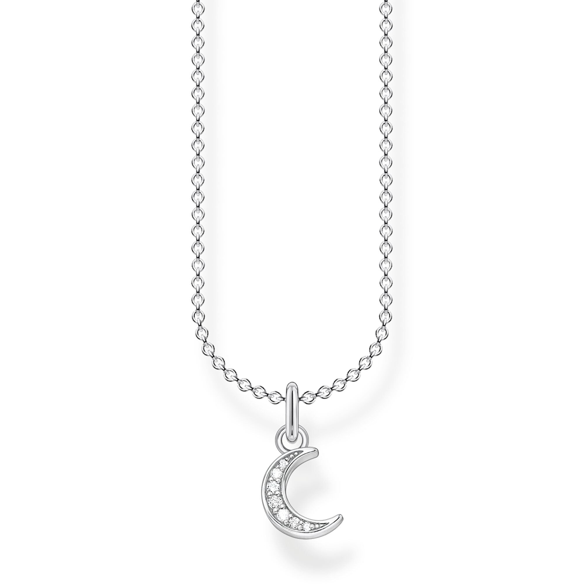 Thomas Sabo Charm Club Sterling Silver Pave Moon Necklace