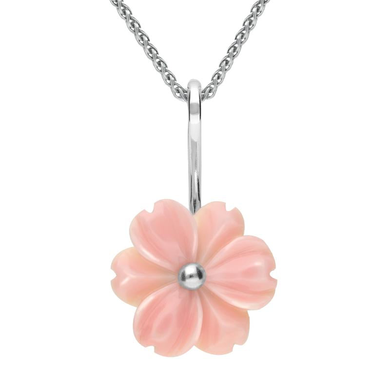 Sterling Silver Pink Conch Tuberose 18mm Dahlia Necklace