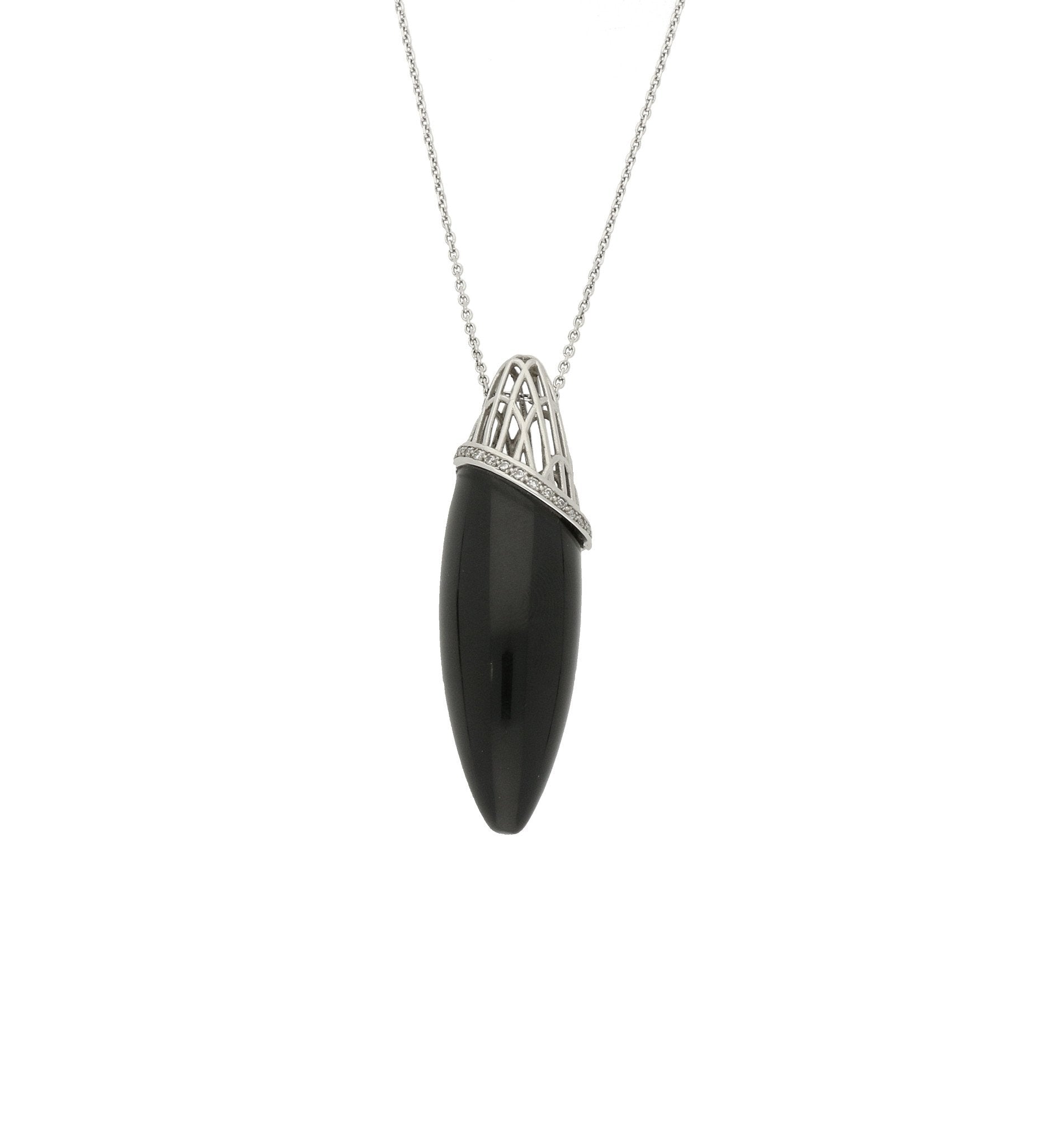 Platinum Diamond and Whitby Jet  Cosmic Large Necklace