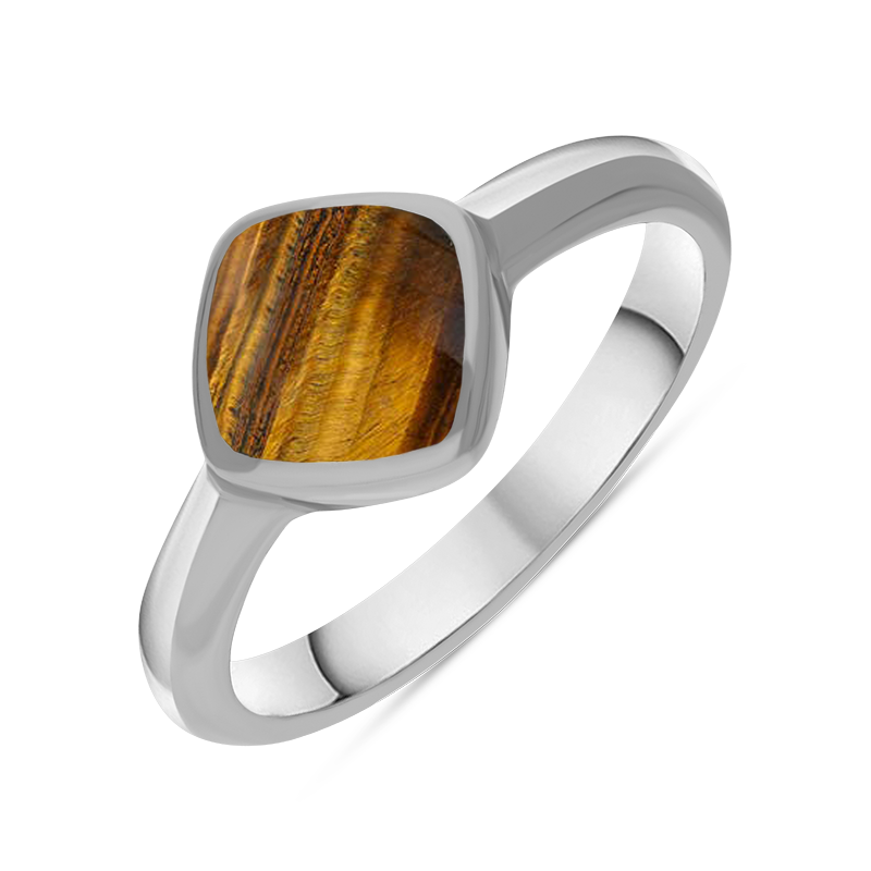 Sterling Silver Tigers Eye Cushion Ring