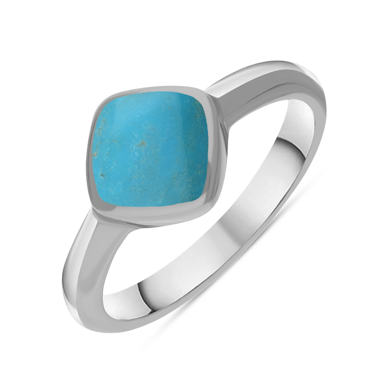 Sterling Silver Turquoise Cushion Ring