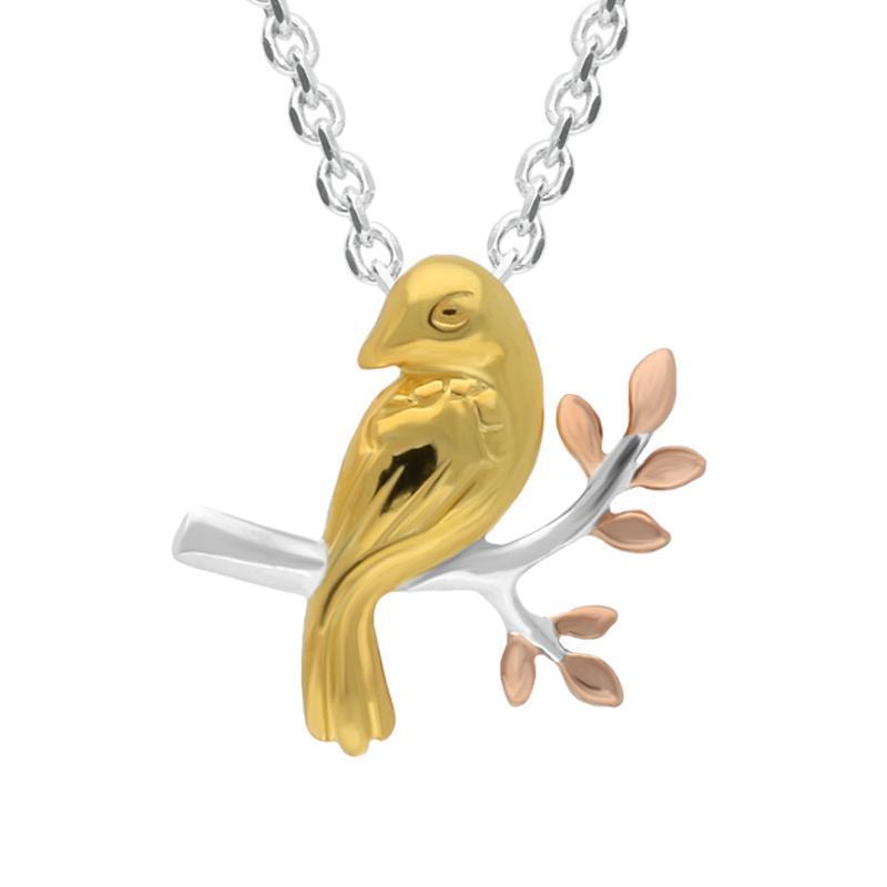 Yellow Rose Gold Sterling Silver Plated Bird Necklace